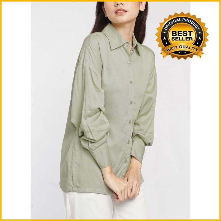 Thenblank Loose Shirt Ash Green Terbaru 100 % Original