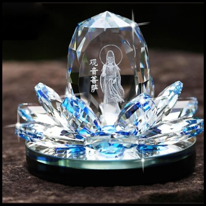 Pajangan Mobil 3D Crystal Dewi Kwam Im |Patung Kwan Yin Dashboard