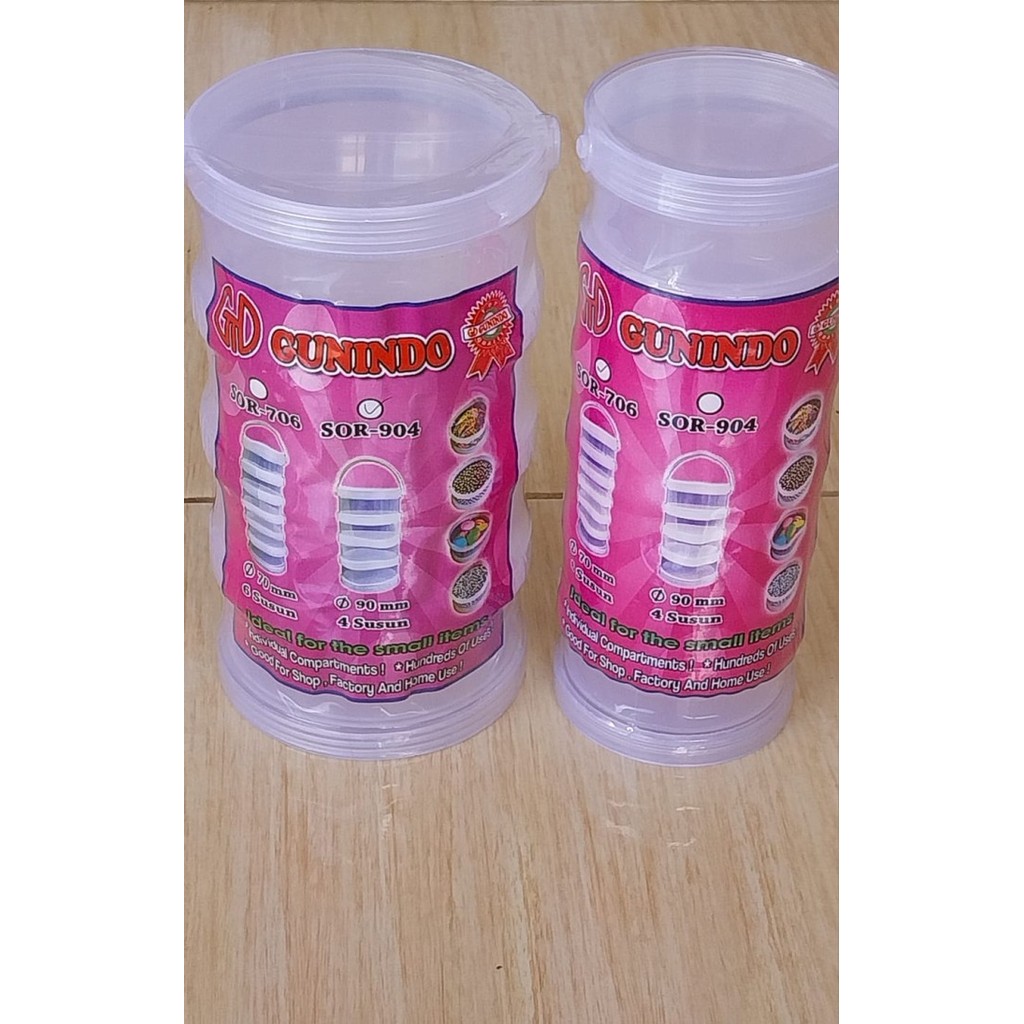 Toples Rantang  Tabung  Plastik Susun Mini Isi 4 Transparan