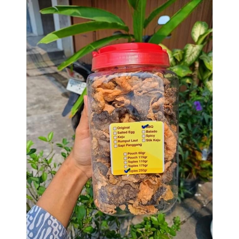 

Kerupuk Kulit Ikan Salmon Rasa Bbq Toples Jumbo 250gr Cemilan Kriuk Crunchy