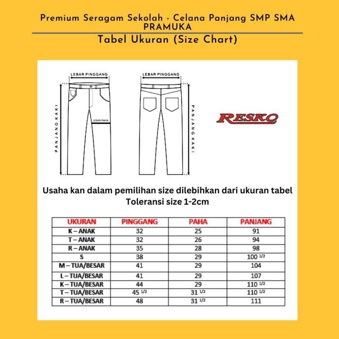 Celana Panjang Bawahan Smp Sma Pramuka - Celana Pramuka - Seragam Sekolah Resko Termurah 100 % Origi