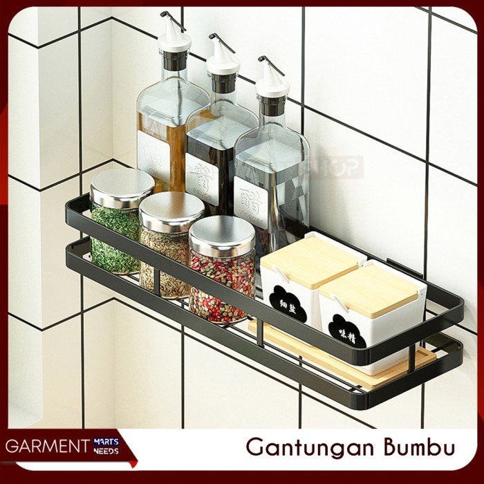 Rak Gantung Bumbu Dapur Tempel Dinding Tempat Garam Kecap Stainless