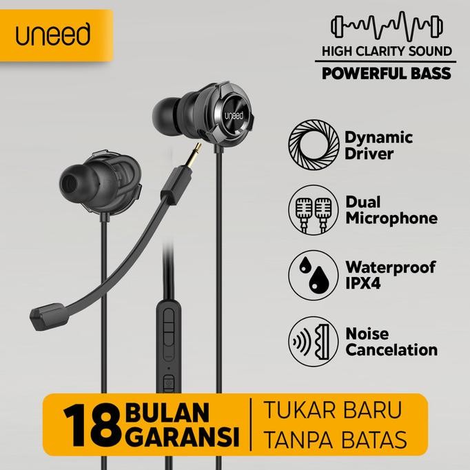 Uneed In-Ear Gaming Earphone With Dual Microphone Wired - Uep131N