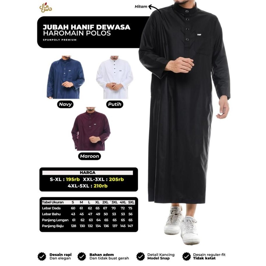 Baju Jubah Gamis Al Haramain Polos Pria Dewasa Premium Lengan Panjang Terlaris