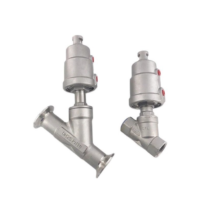 DN20 Stainless steel pneumatic Angle seat valve female thread Y type high temperature steam Angle se