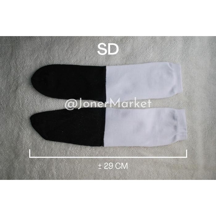 Kaos Kaki Sekolah Polyester Sd/Smp/Sma Hitam Putih 1 Bal (100 Lusin) Terbaru 100 % Original