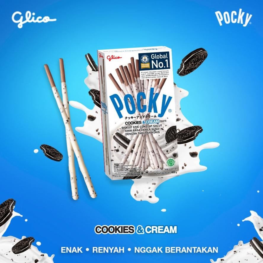 

Glico Pocky REGULAR PACK COOKIES & CREAM - (HARGA PER 10 BOX)