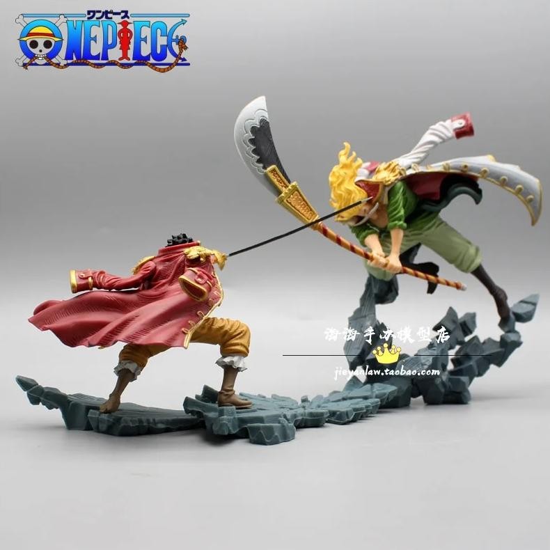 10Cm One Piece Anime Figure Dad White Beard Vs. Roger Scene Model Pvc Statue Desktop Decoration Coll