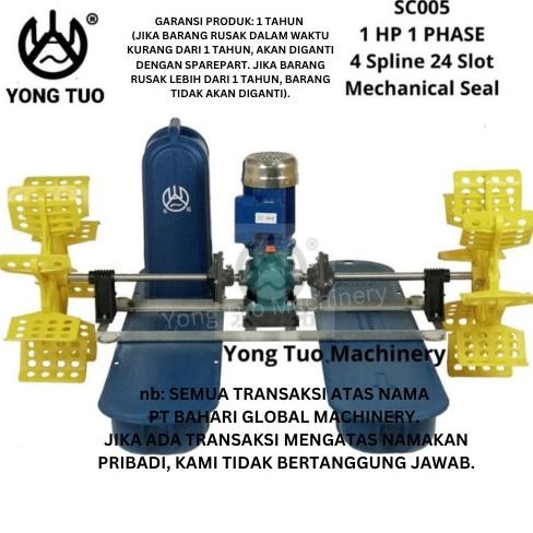 Kincir Air Tambak Yong Tuo SC005 1 HP 1 Phase Mechanical Seal Aerator