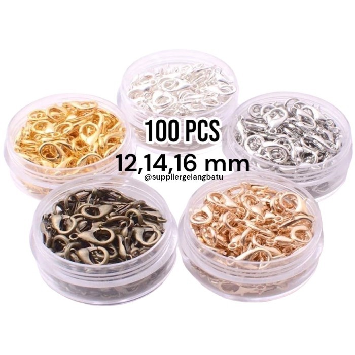 

100 pcs kokot udang ecer kait gelang kalung hitam silver emas pink