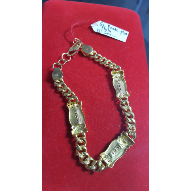 Readyyy GELANG EMAS RANTAI PLAT HULU PRIA MODEL EROPA KOMBINASI WHITE GOLD 70%