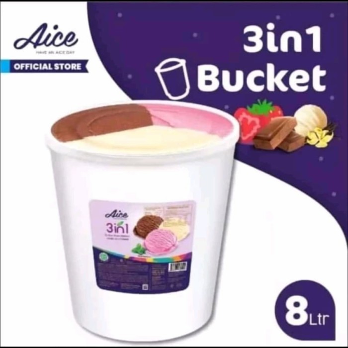 Spesial Aice Es Krim 8 Liter Bucket 3 Rasa Vanila Coklat Strawberry