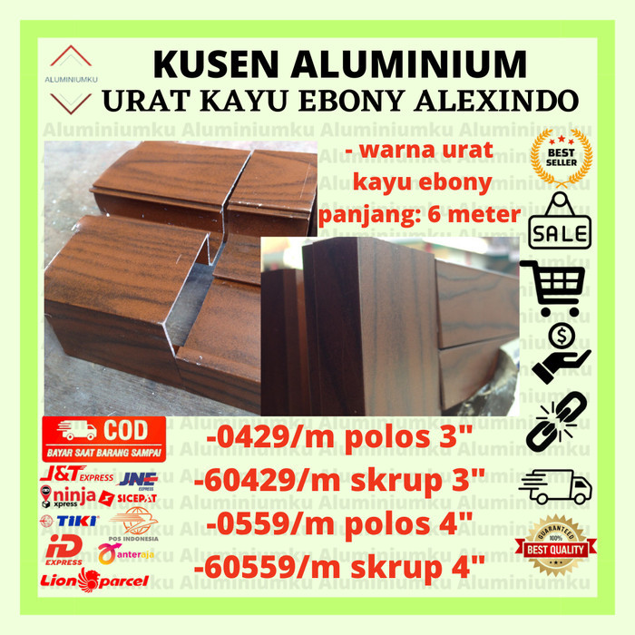 TERBARU kusen aluminium profil urat kayu ebony alexindo BISA GRAB