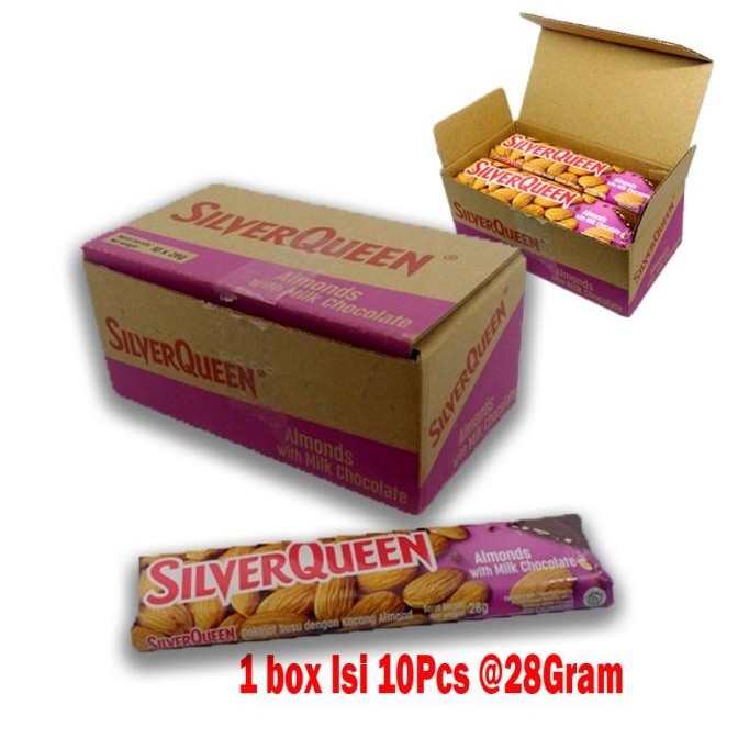 

Silverqueen Almonds Cashews Milk Chocolate 1 Box Isi 10Pcs 280Gram GVS