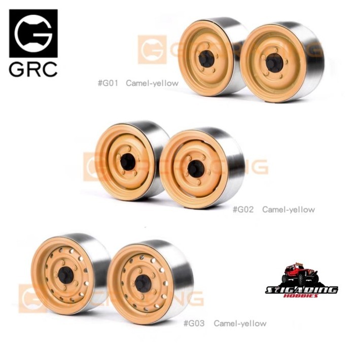 GRC VELG METAL BEADLOCK 1.9 CAMEL TROPHY YELLOW RC ADVENTURE 1/10