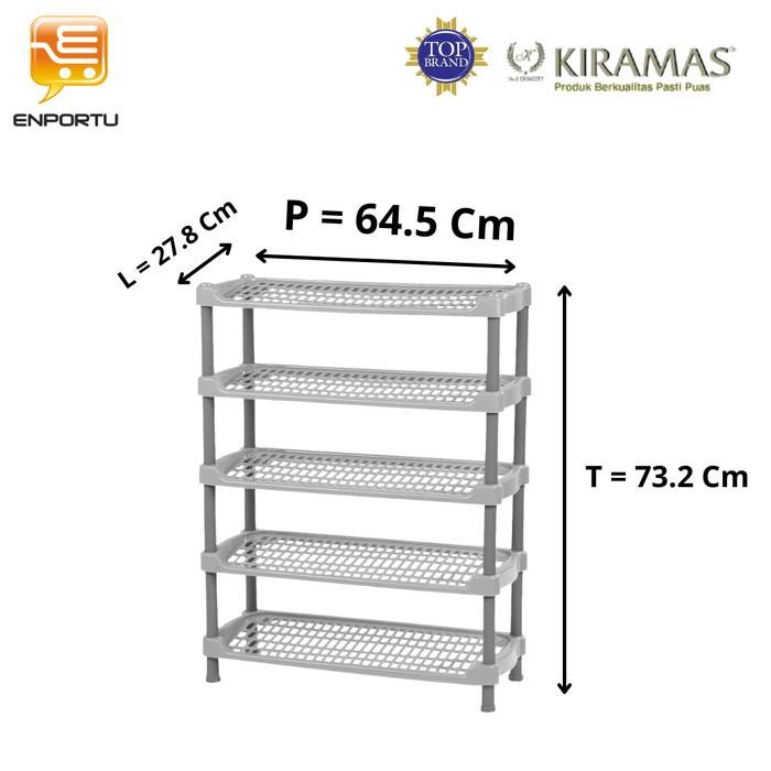 Kiramas Rak Sepatu Plastik 5 Susun Bally 1338-5S/ Rak Serbaguna Susun Termurah 100 % Original