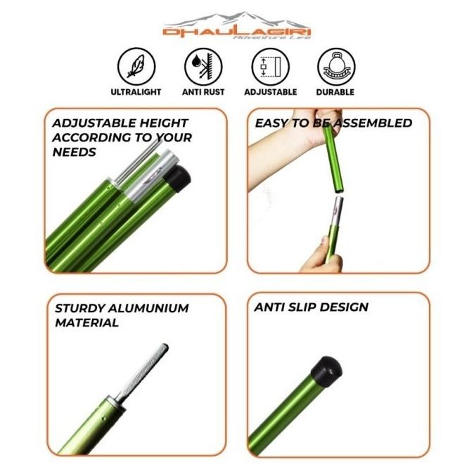 Tiang Flysheet 2X200 Cm Awning Pole Kuat Aluminium Original Dhaulagiri Premium