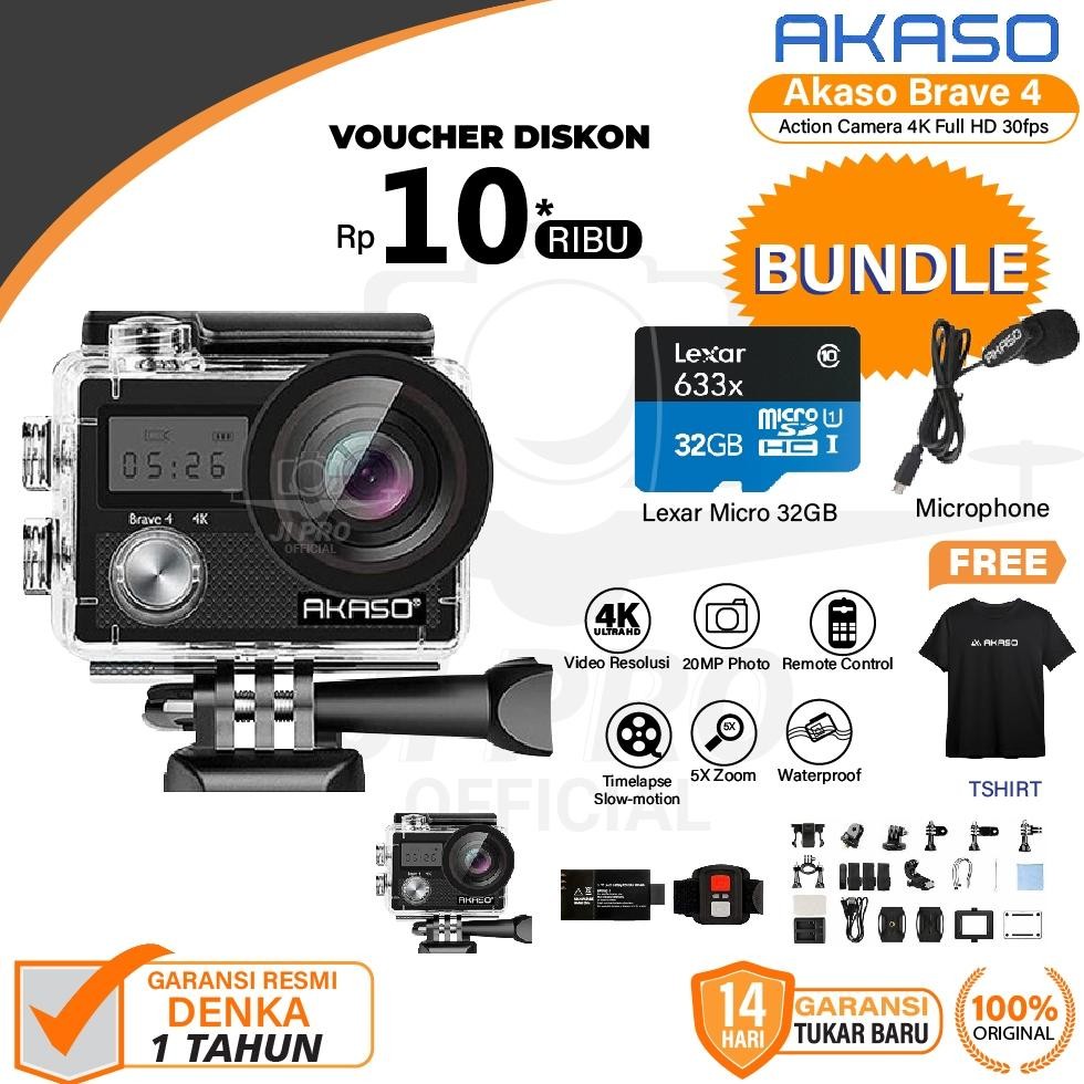 bib akaso ve 4 action cam camera wifi 4k wateroof + remote