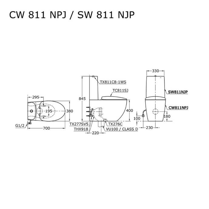 Grosir Closed Duduk Toto Cw811Njp (S-Trap) / Toilet Duduk Toto Cw 811 Npj