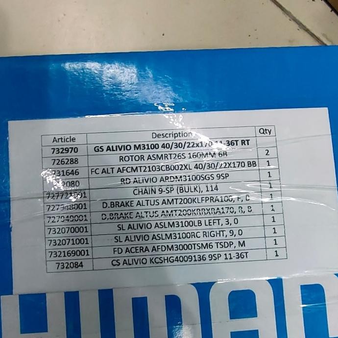 Group set Shimano Alivio M3100 Full set Shimano original The best