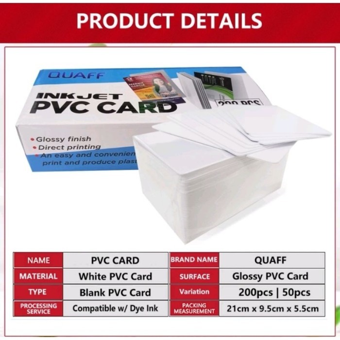 

Quaff Kartu Printable Inkjet Id Card (Pvc Id Card) Bisa Inkjet 200Pcs/Box 86Mm*54Mm Gercep