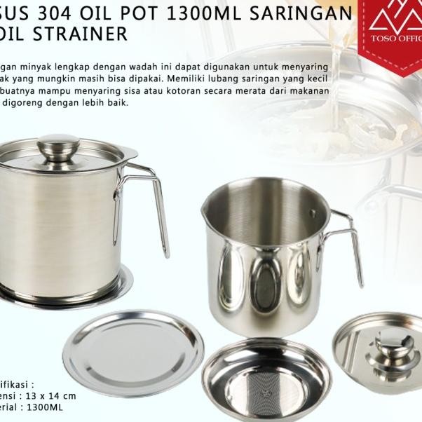 Tempat Nya Tainle U 304 Oil Pot 1300Ml Aringan Oil Trainer