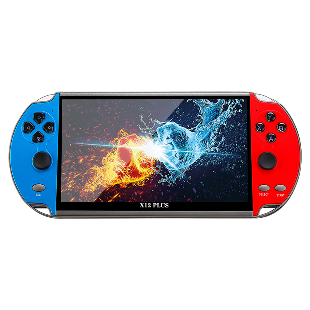 X12 Plus 7.1-inch Retro Handheld Game Console - Biru & Merah
