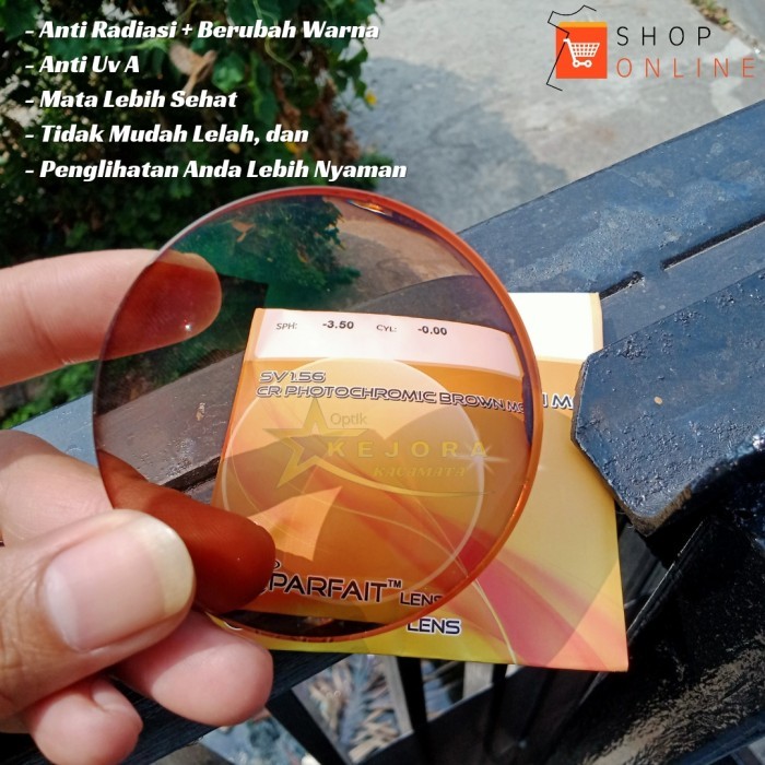 LENSA PHOTOCROMIC BROWN ANTI RADIASI FREE MINUS CYLINDER (PARFAIT)