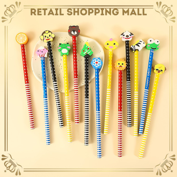 

RSM Pensil Set Penghapus Karakter Kartun Lucu 3D Motif Garis Polkadot