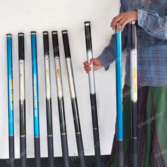 Joran Tegek Ikan Gabus Kaku Solid 10, 9, 8, 7 Meter, Tegek Bendera 12M DIN