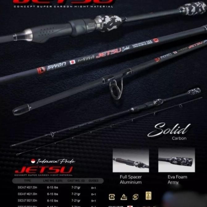 Joran Sambung 2 Swan Jetsu 120 135 165 180 JS Carbon Solid 6-15LB DIN
