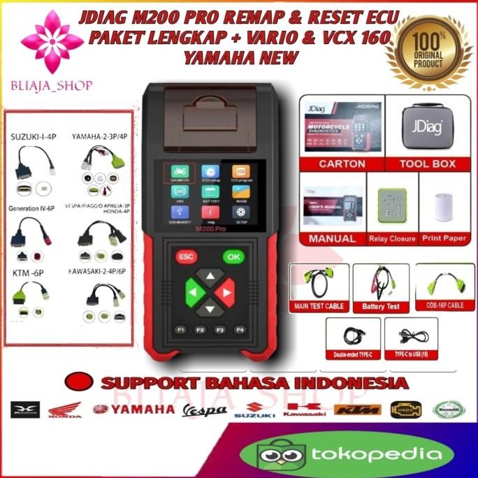 JDIAG M200 PRO Alat Remap Ecu Diagnostic Tool OBD2 Scanner Scener Cek Kerusakan Motor Injeksi & Non 