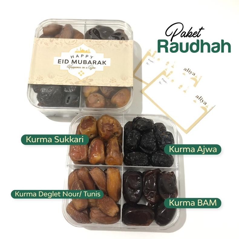 

Hampers Aneka Kurma Box 4 in 1 Sekat Cemilan Sehat Organik (PAKET RAUDHAH)