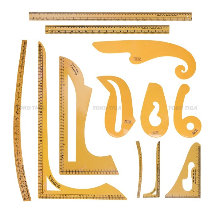 

TERLARIS! Penggaris Pola Set / Pattern Ruler POLARIS Isi 9 Set 12 Pcs (PSC-01)