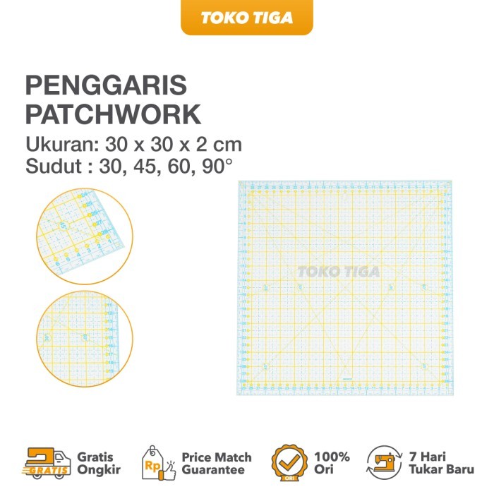 

PROMO! Penggaris Patchwork / Quilting Ruler 30 x 30 cm (M3030)