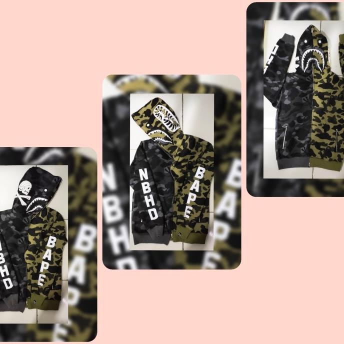 Bagus  Jaket Bape Shark Mirror Perfect Clone 1:1 Original Best - Hoodie Pria Premium