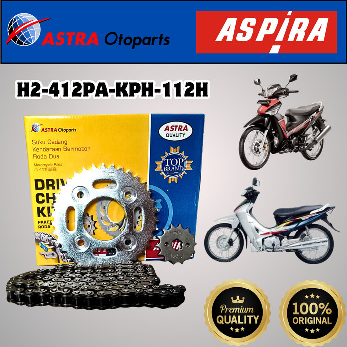 GEAR SET GIR SET+RANTAI ASPIRA KPH MOTOR HONDA SUPRA X 125 FI KARISMA