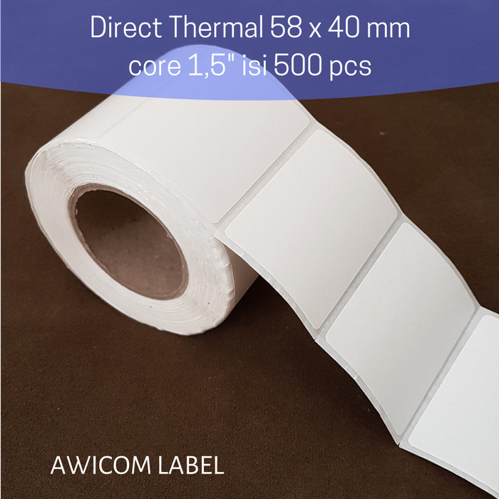 

Label Barcode Direct Thermal 58x40 58 x 40 mm core 1,5" isi 500