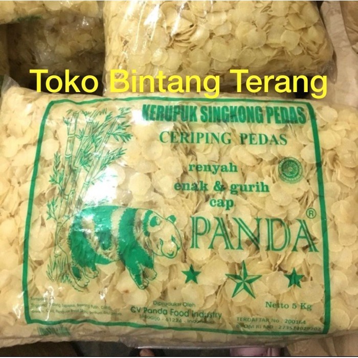 

TERBARU! krupuk Singkong pedas, ceriping pedas cap Panda netto: 5 kg