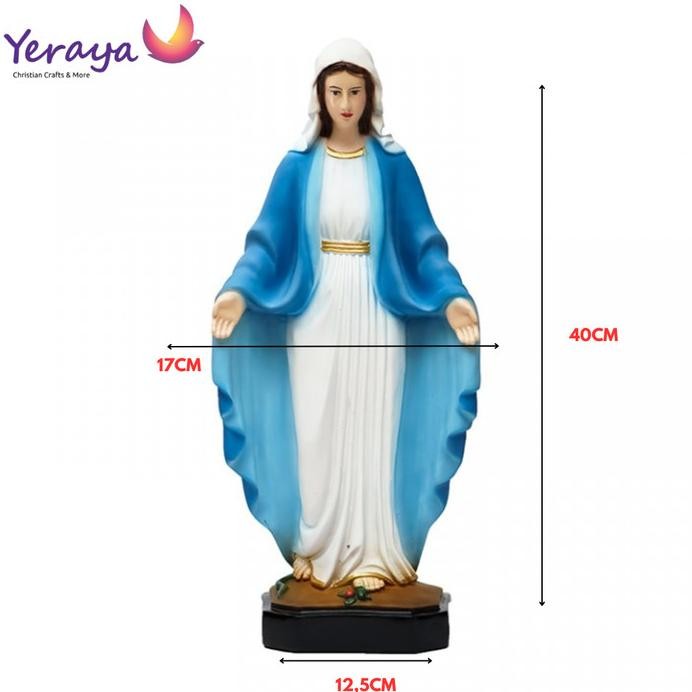 Hits Patung Bunda Maria Tangan Terbuka Biru 40Cm- Patung Rohani- Maria