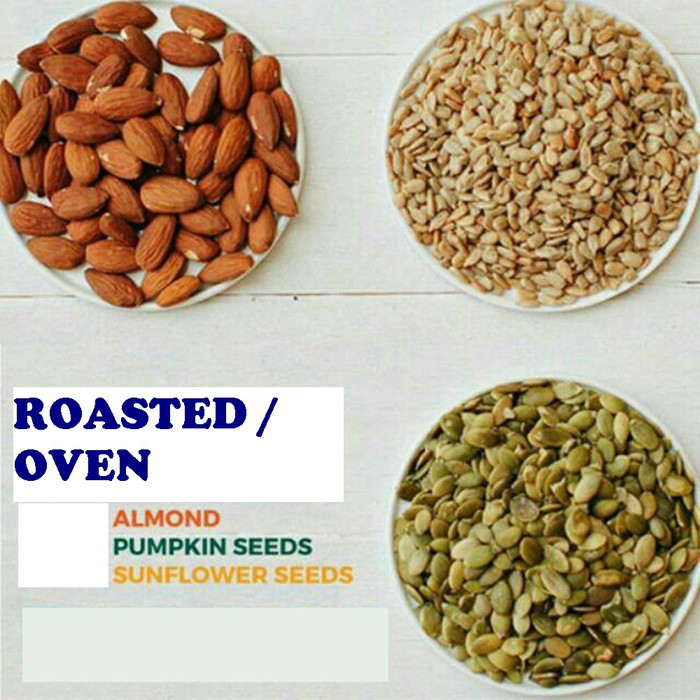 

600GR ROASTED 200G ALMOND + 200G PUMPKIN SEED + 200G SUNFLOWER SEED