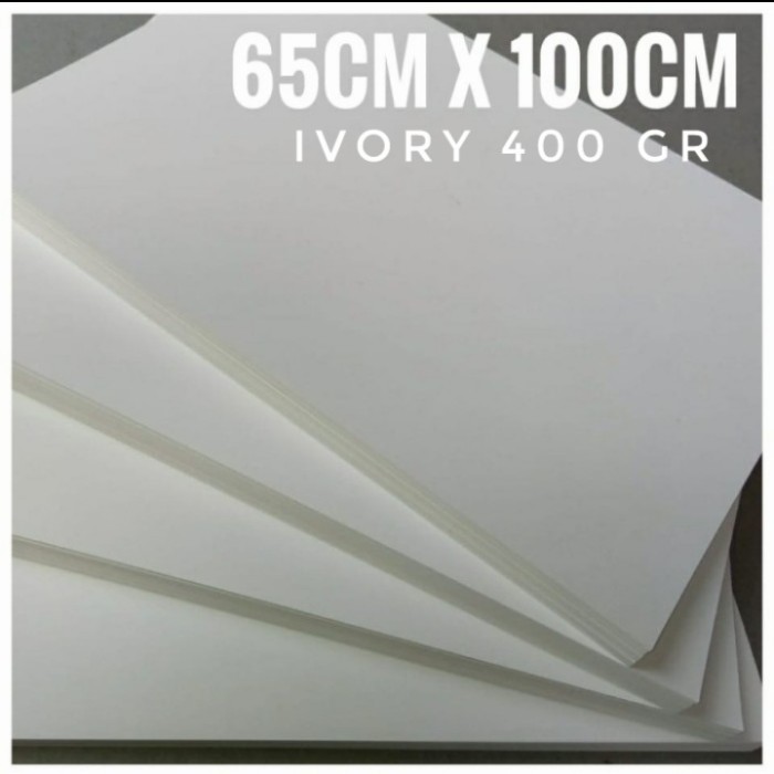 

1 RIM KERTAS IVORY 400 GR UKURAN PLANO / 65 CM X 100 CM