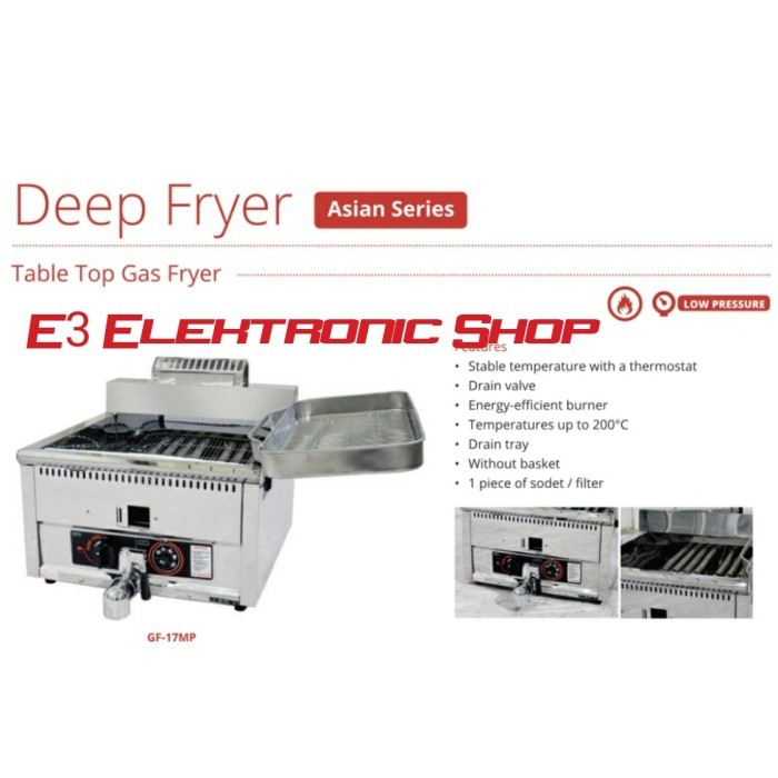 Getra Gas Deep Fryer Table Top 17 Liter with Thermostat GF17MP