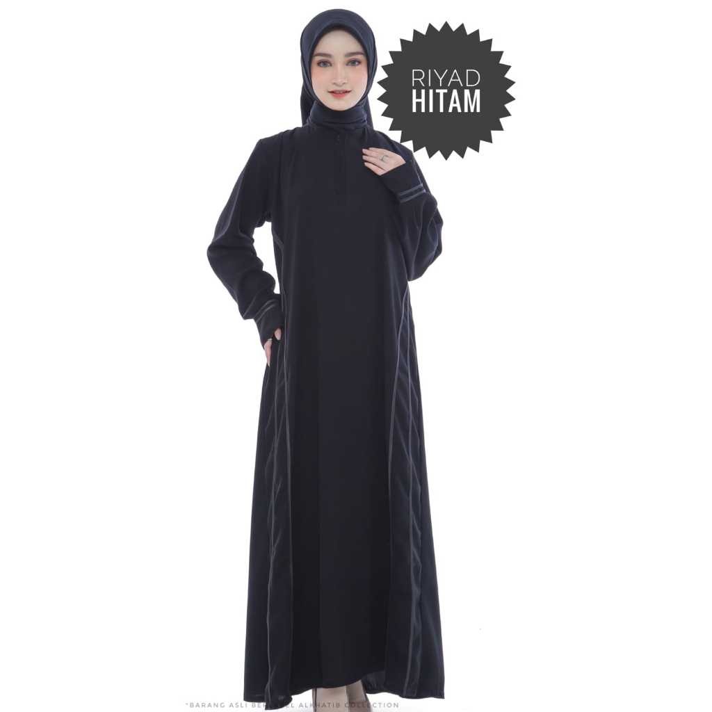 Terbaru Abaya Riyad List Coklat-Lis Hitam Bahan Jetblack Saudi Gamis Anak-Dewasa-Jumbo Busui