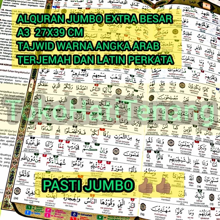 Alquran Besar A3 Lansia Jumbo Tajwid Warna Terjemah Latin Perkata