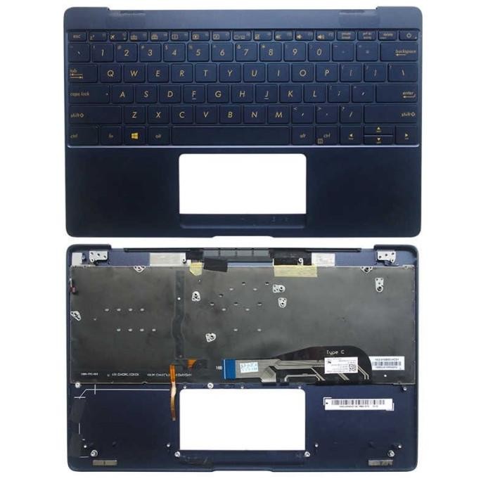 Case Palmrest Top Case Asus ZenBook 3 UX390UAK Keyboard Backlite Biru