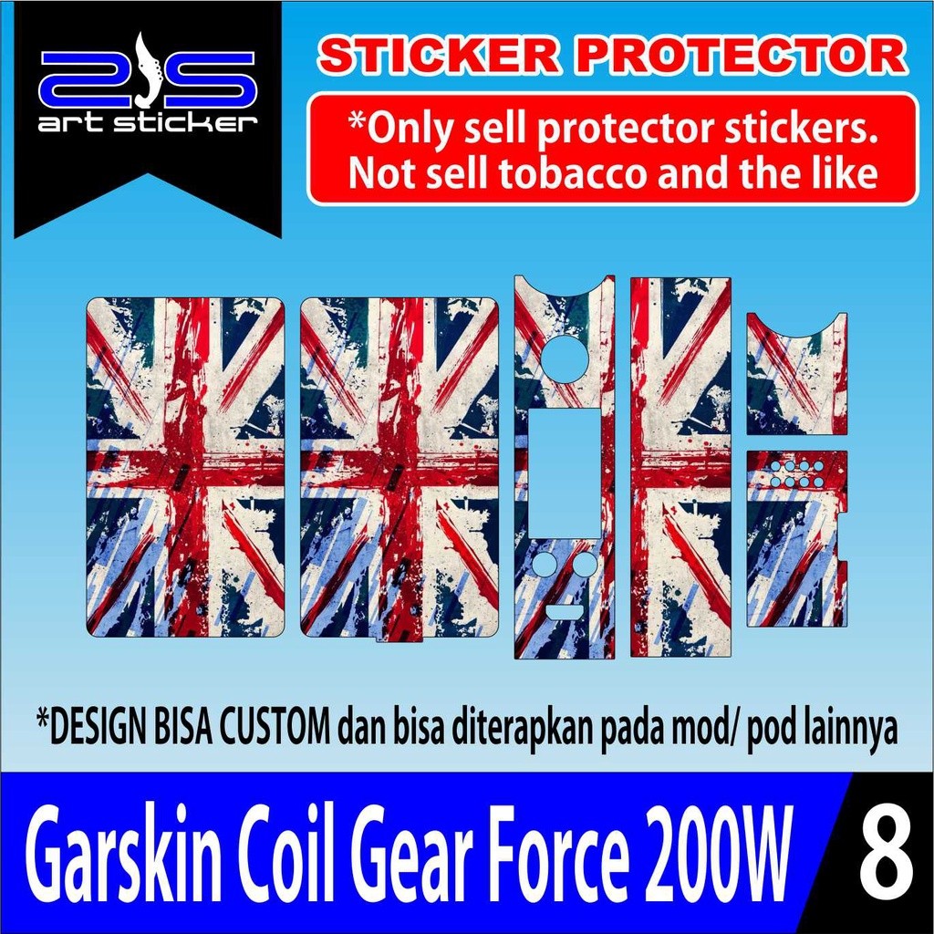 

*PromoTerjangkau* Coil Gear 200w English Flag Garskin Wrap Stiker Premium / X Casing Case COD
