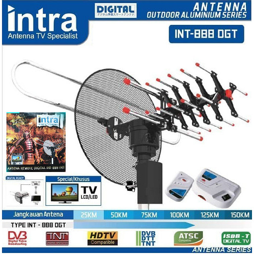 INTRA INT-888 DGT ANTENA DIGITAL TV OUTDOOR REMOTE FOR TABUNG & LED TV TERBAIK