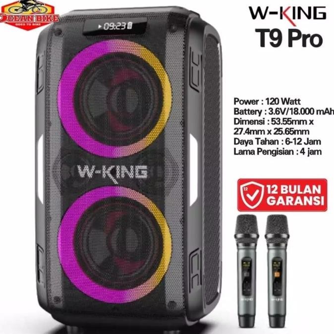 Murah Wking T9 Pro 2 Mic Speaker W-King Portable Wireless Bluetooth Karaoke