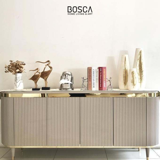 Promo Bosca Living - Meja Credenza Kabinet Tv Abu Gold / Meja Tv Credenza / Meja Bufet Minimalis Mod